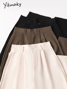 Yitimoky Black Suit Pants Women Casual High Waist Korean Fas