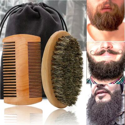 Professional Soft Boar Bristle Wood Beard Brush Hairdresser