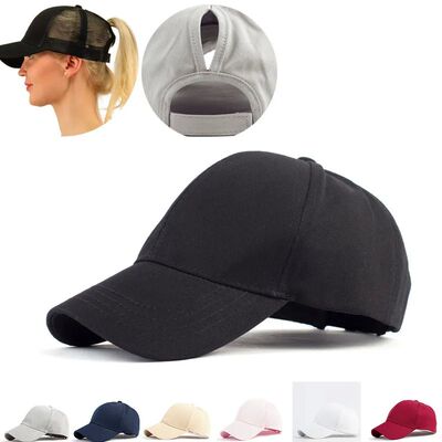 tail Baseball Cap Messy Bun Hats For Women Washed Cotton Sn