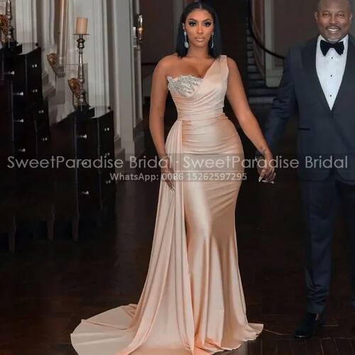 Dark Champagne One Shoulder Evening Dresses With Samer Merma