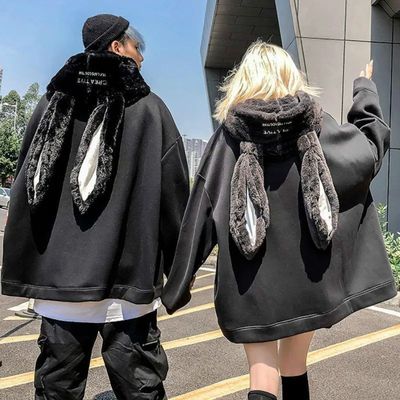Autumn Gothic Harajuku Style Couple Hoodie Cute Rabbit Ear P