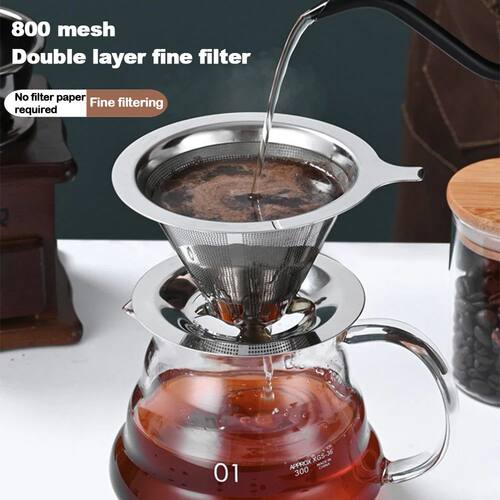 Reusable Double Layer 304 Stainless Steel Coffee Filter Hold