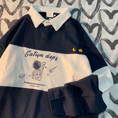 Collar Hoodies Sweatshirt Vintage Woman Long Sleeve Letter