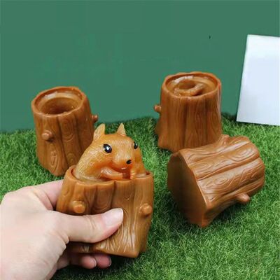 Cute Brown Color Squirrel Cup Squeeze Toy Sss Relief Decompr