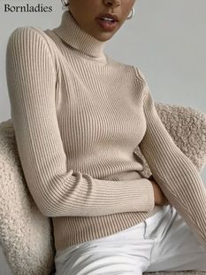 Women Turtleneck Sweaters Autumn Top Bornladies Winter Basic