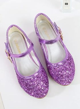 ULKNN Girls Purple  High Heels For Kids Princess RED Leather