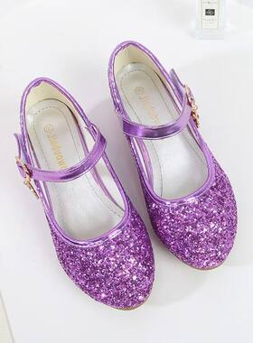 ULKNN Girls Purple  High Heels For Kids Princess RED Leather