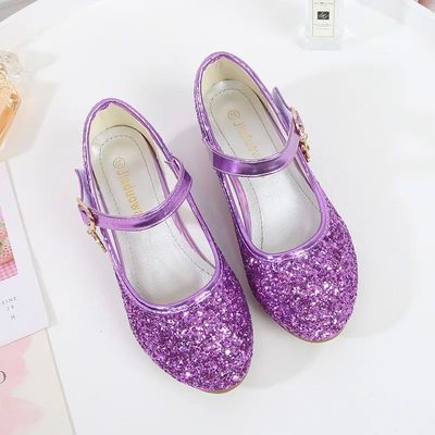ULKNN Girls Purple  High Heels For Kids Princess RED Leather