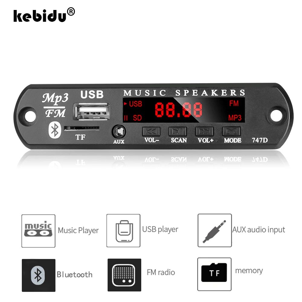 kebidu Wireless Bluetooth 9V-12V MP3 WAV Decoder Board Audio