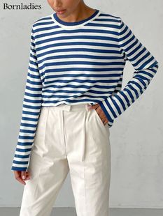 Sweater Women 2023 Bornladies Winter Stripe Autumn Knitted