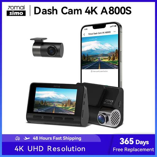70mai A800S 4K Dash Cam 3840X2160 Resolution 24H Parking Sur