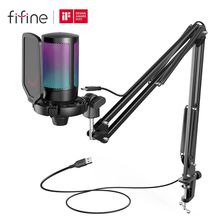 FIFINE USB Gaming Microphone Kit for PC,PS4/5 Condenser Card