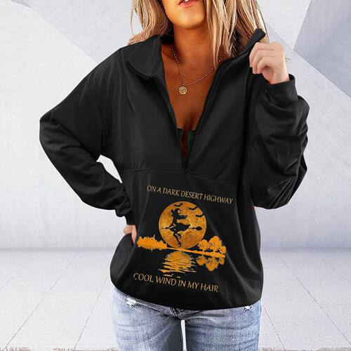Retro  Shirt Half Zipper Sweatshirt Women Spring Autumn Loos