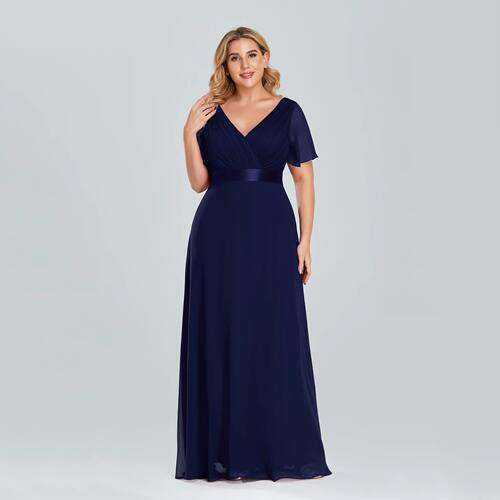 Plus Size Evening Dresses Long XUCTHHC Elegant A Line V Neck