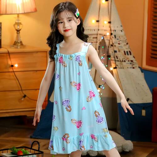 Summer Nightdress for Girls Princess Pajamas for Children Te