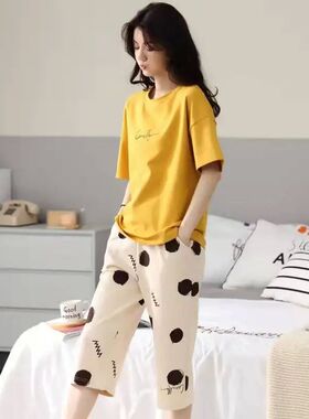 Cotton Pajamas Women's Summer Short Sleeves Shorts Thin Suit