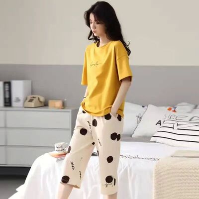 Cotton Pajamas Women's Summer Short Sleeves Shorts Thin Suit