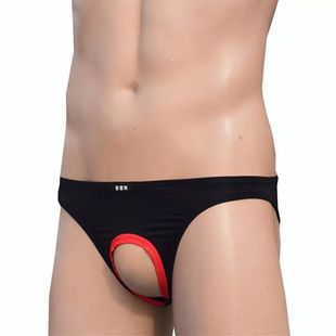 Sexy Mens Underwear Briefs Brand Penis Hole Open Pouch Silk