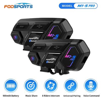2pcs Fodsports M1-S Pro Motorcycle Helmet Intercom 8 Rider W