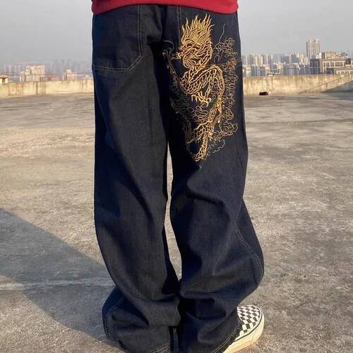 Retro Set Skateboarding Set Dance Loose Chinese Dragon Embro