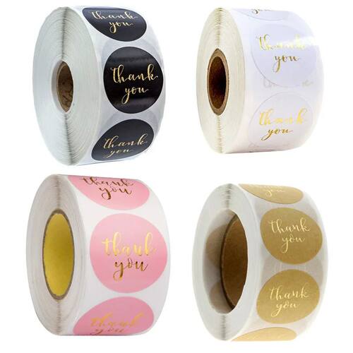 500pcs Round Labels Kraft Paper Thank You Sticker Dragees Ca