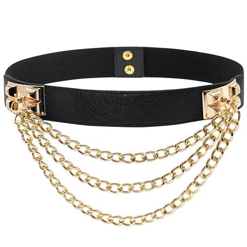 1PC Women Gift Dress Belt Lazy Punk Gold Chain Daily Wide Me