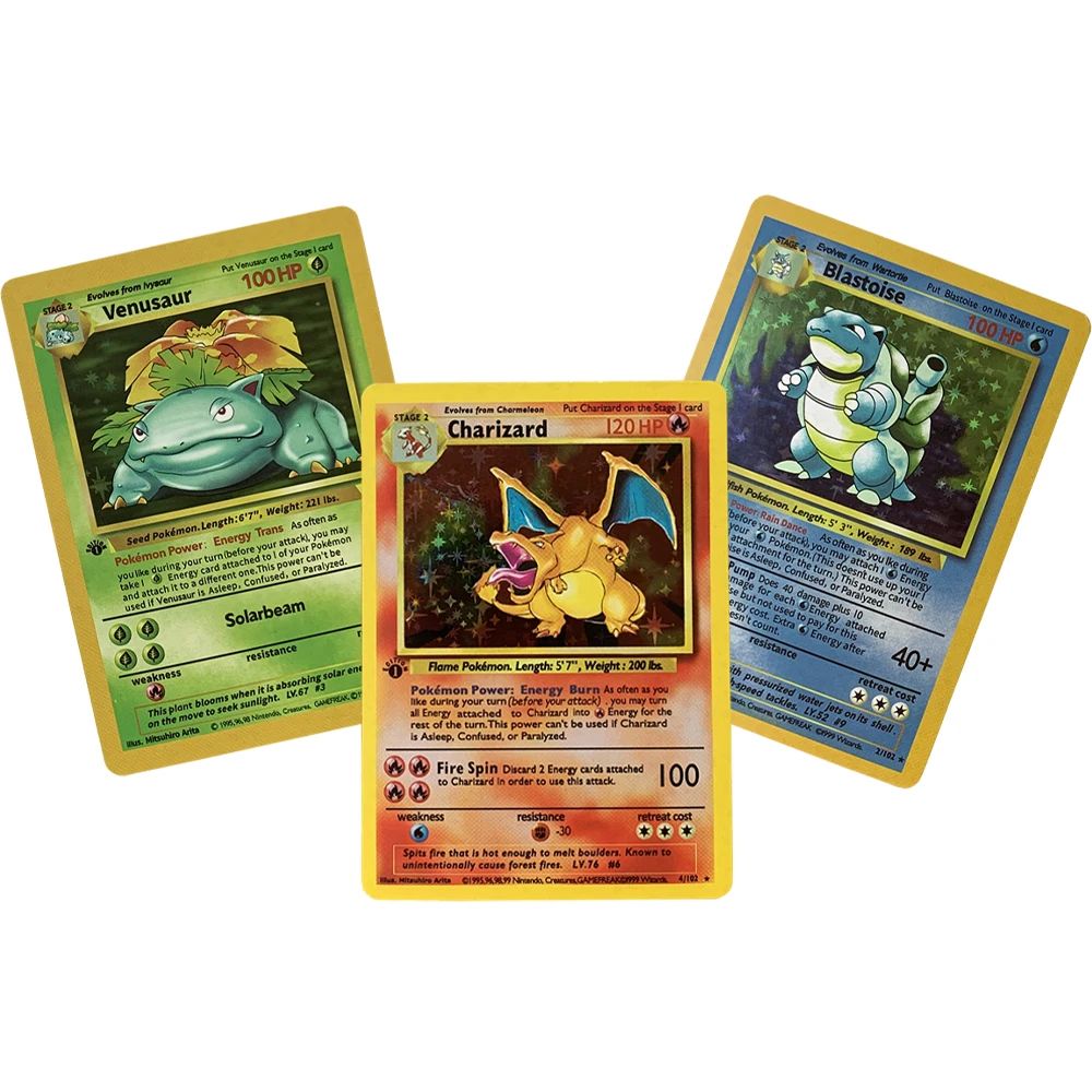 3Pcs Pokemon 1996 Years English Cards PTCG Charizard Blastoi 模玩/动漫/周边/娃圈三坑/桌游 收藏卡牌/卡片 原图主图