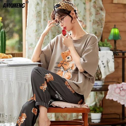 Women's Pajamas Summer Fashion Cotton Plus Size Woman Clothe