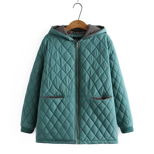 Women's Warm Padded Coat, Plus Size Parkas, Hooded Jacket, T