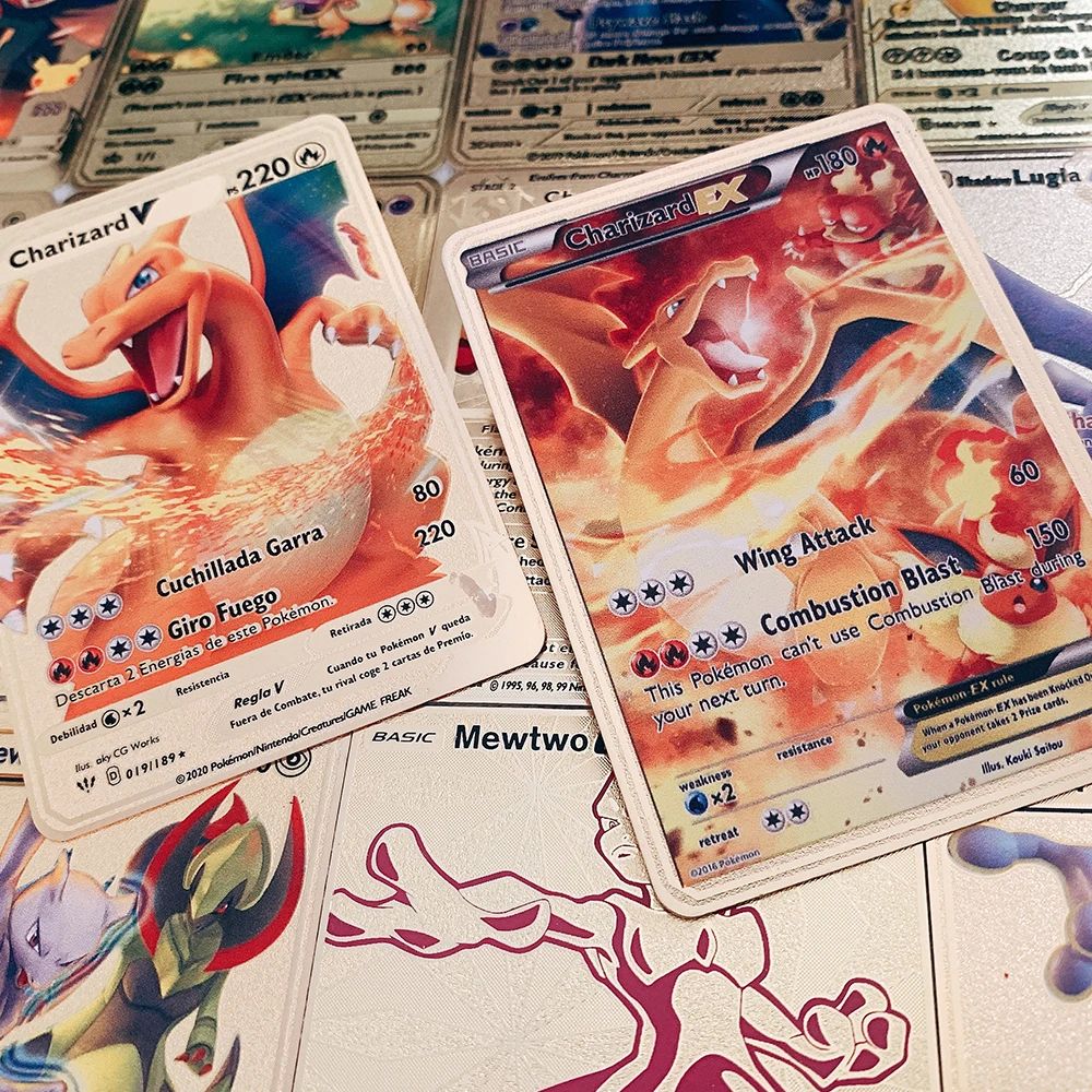 Cartas Pokemon Espa?ol Spanish Pokemon Metal Cards Vmax Char 模玩/动漫/周边/娃圈三坑/桌游 收藏卡牌/卡片 原图主图