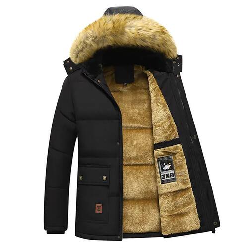 Thick Warm Winter Parka Men Fleece Hooded Men Winter Jacket