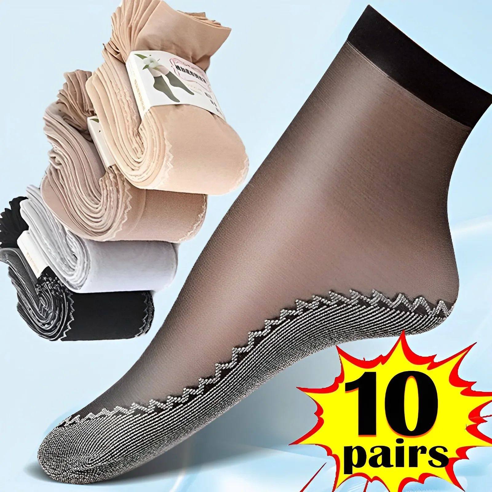 Spring Summer Women Soft Socks Velvet Silk Socks Non-Slip Bo