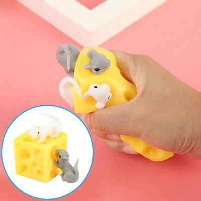 Funny Mouse And Cheese Block Squeeze Anti-sss Toy Hide And S