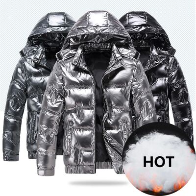 New Bright Leather Winter Men's Jacket Casual Parka Outwear