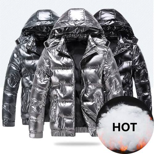 New Bright Leather Winter Men's Jacket Casual Parka Outwear