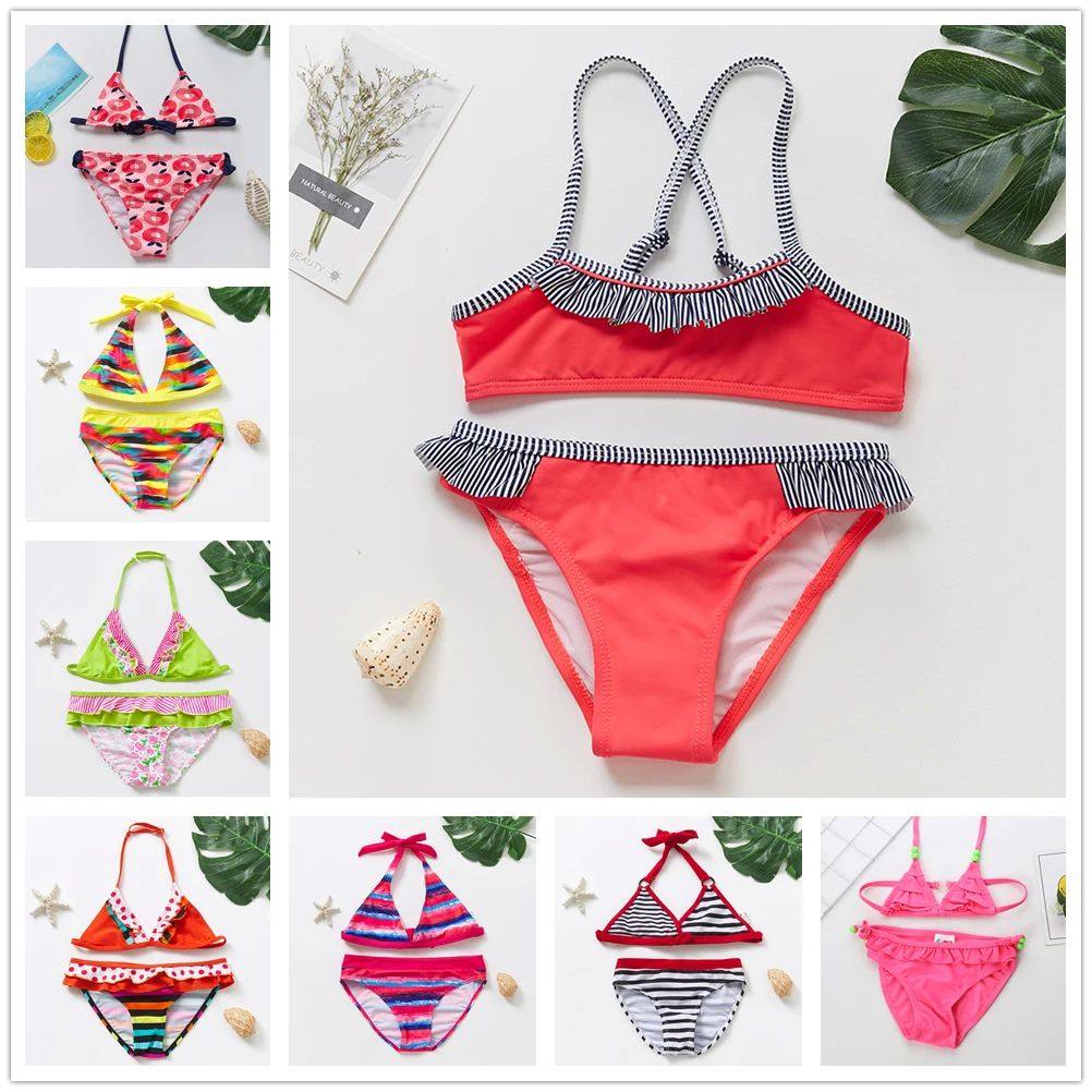 2~14Y Girls swimsuit Two pieces Girls Bikini Sets Children S