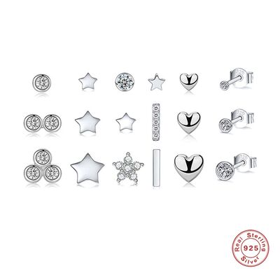 Aide 925 Sterling Silver Star Diamond Stud Earrings For Wome