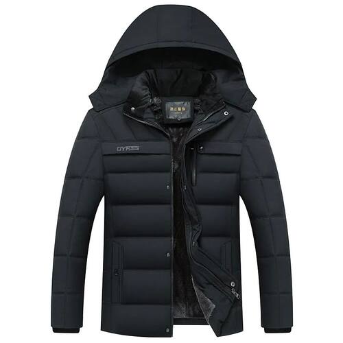 2024 New Fashion Fleece Hooded Winter Coat Men Thick Warm Me