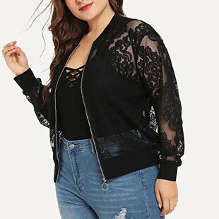 Lace Sleeve Plus Size Jackets Womens Solid Lace Loose Shawl