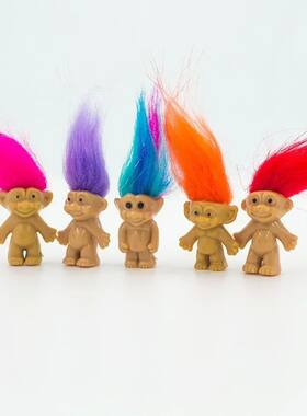 5Pcs/lot Funny Trolls Dolls Anime Action Figure Colorful Hai