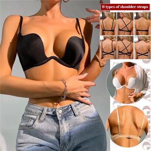 Sexy Push Up Bra for Women Backless Bras Low Cut Plunge Bras