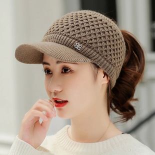 Baseball Caps Women Hat Thick Warm Twist Knit Hats Female Fa