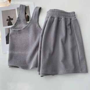 QWEEK Women's Pajamas Summer Home Clothes 2 Piece Set Pijama