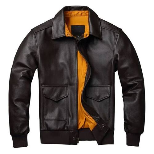 Men's Genuine Leather Jacket Military Pilot Jackets Air Forc