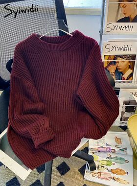 Syiwidii Oversized Sweaters for Women Knit Pullover Spring A