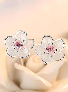 Silver 925 Jewelry Sterling Silver Earrings Cherry Blossom I