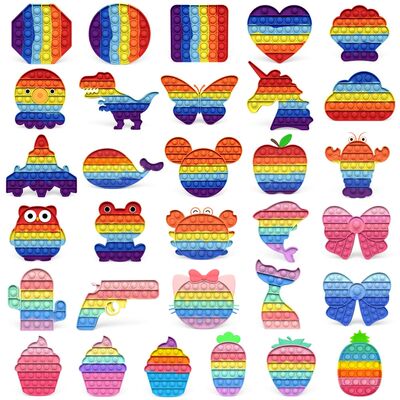 New Hot Rainbow Pop Push Bubble Fidget Toys Antisss Boys and