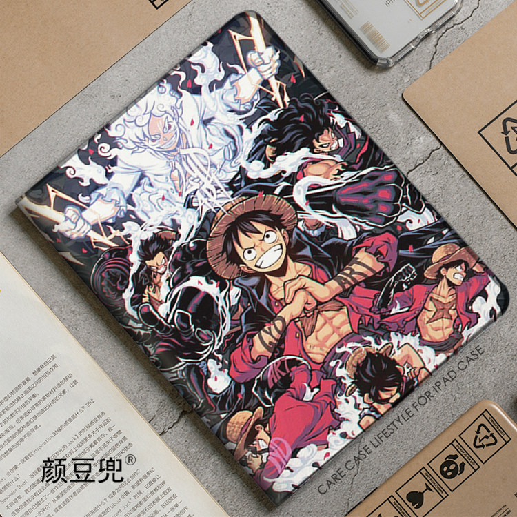 海贼王2022新款iPad10 10.9寸苹果ipad10.2路飞/尼卡果实10.9air4/5保护mini6套pro11/12.9华为笔槽matepad11