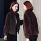 水貂绒皮草外套女短款 立领仿水貂毛妈妈大衣 2024冬皮毛一体时尚