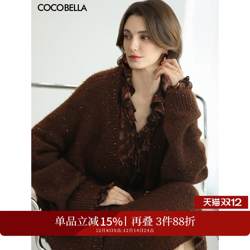 COCOBELLA细闪亮片加厚针织外套